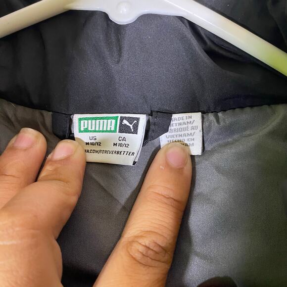 PUMA Black/Gray Zip-Up Puffer Vest Boys Size M 10/12 - Picture 3 of 5